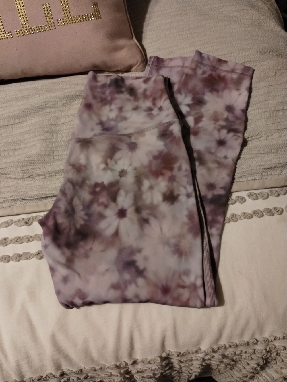 Ladies Lavender Floral Tie-Dye Leggings - Adult Bottoms